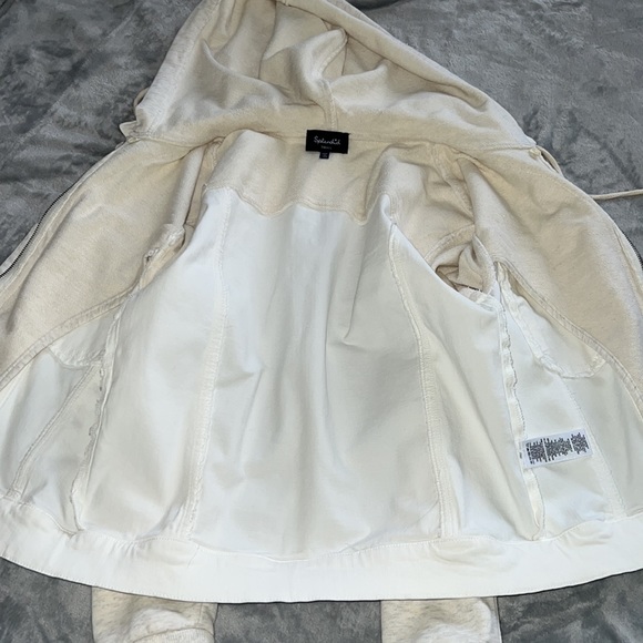 NWOT Splendid Jesse Mix Media Hooded Jacket Off White Size Small - Picture 10 of 13